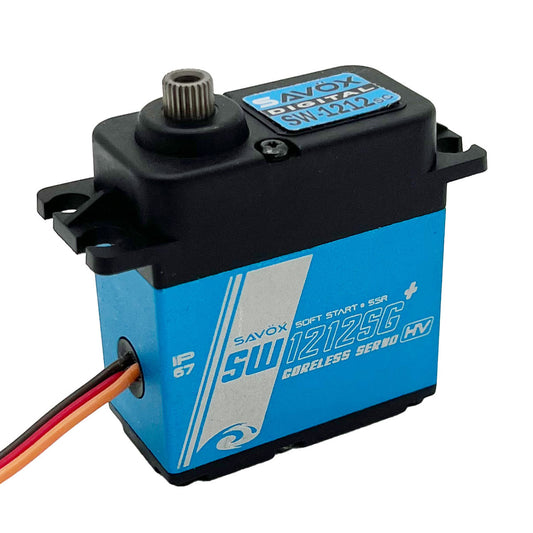 SAVSW1212SGP	Waterproof, High Torque, High Voltage Coreless Digital Servo, 0.14 sec / 638oz @ 7.4V