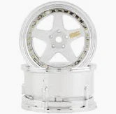 DSC-DE-011   DS Racing Drift Element 5 Spoke Drift Wheels (White & Chrome w/Gold Rivets) (2) (Adjustable Offset) w/12mm Hex