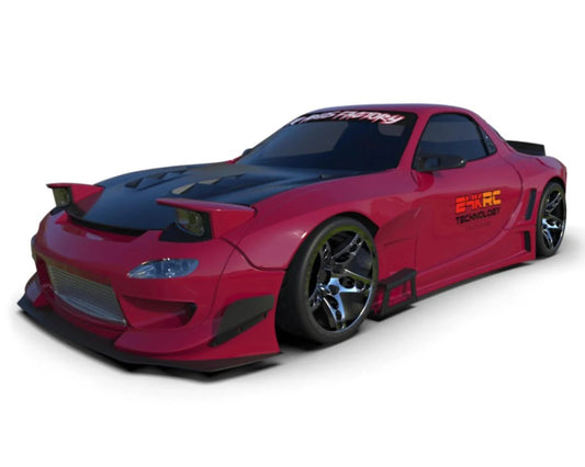 TAF23007 24K RC Technology 1/10 '92 RX7 FD Pandem V3 Full Drift Body Set w/Cosmetic Mods (Clear) (V3) (257mm Wheelbase)
