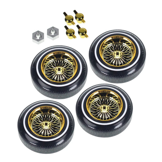 RER33013 Gold Wheel & Tire with Center Knockoff (W/2pcs silver wheel hex)