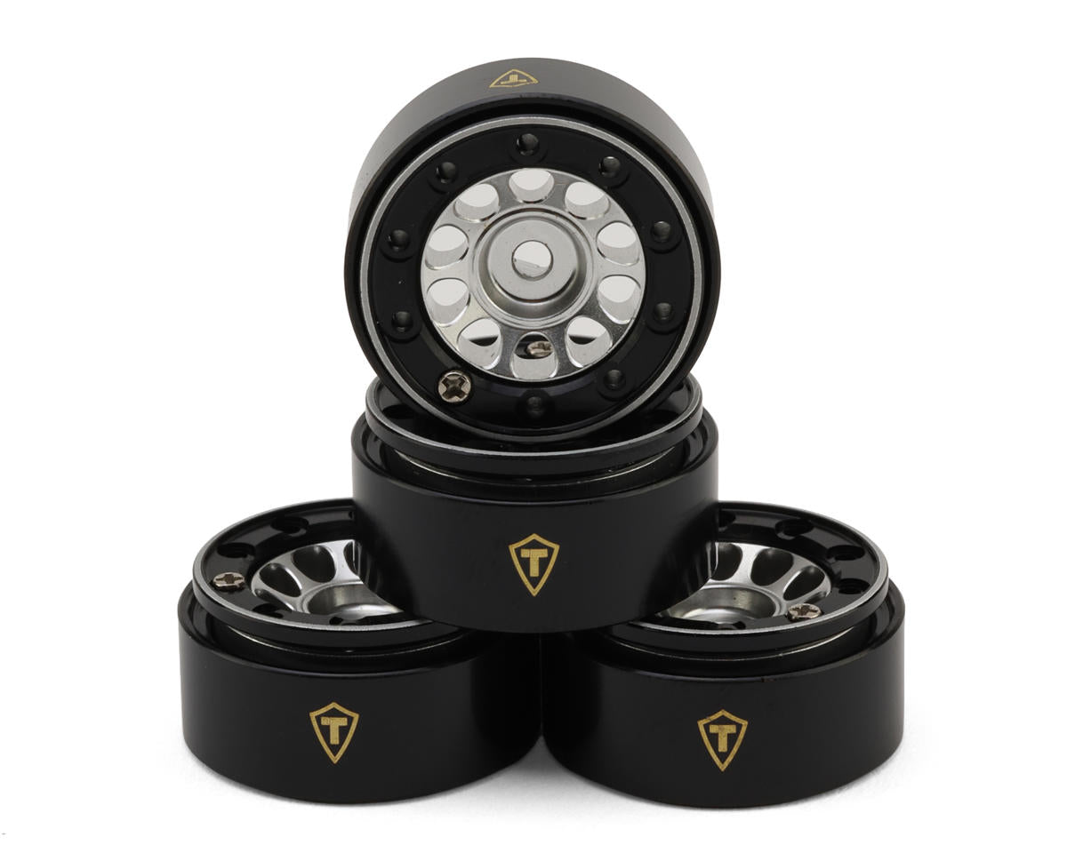 Treal Hobby Type E 0.7" Aluminum Micro Crawler Beadlock Wheels Silver (4) w/ Brass Rings – TLHTSCX30-142