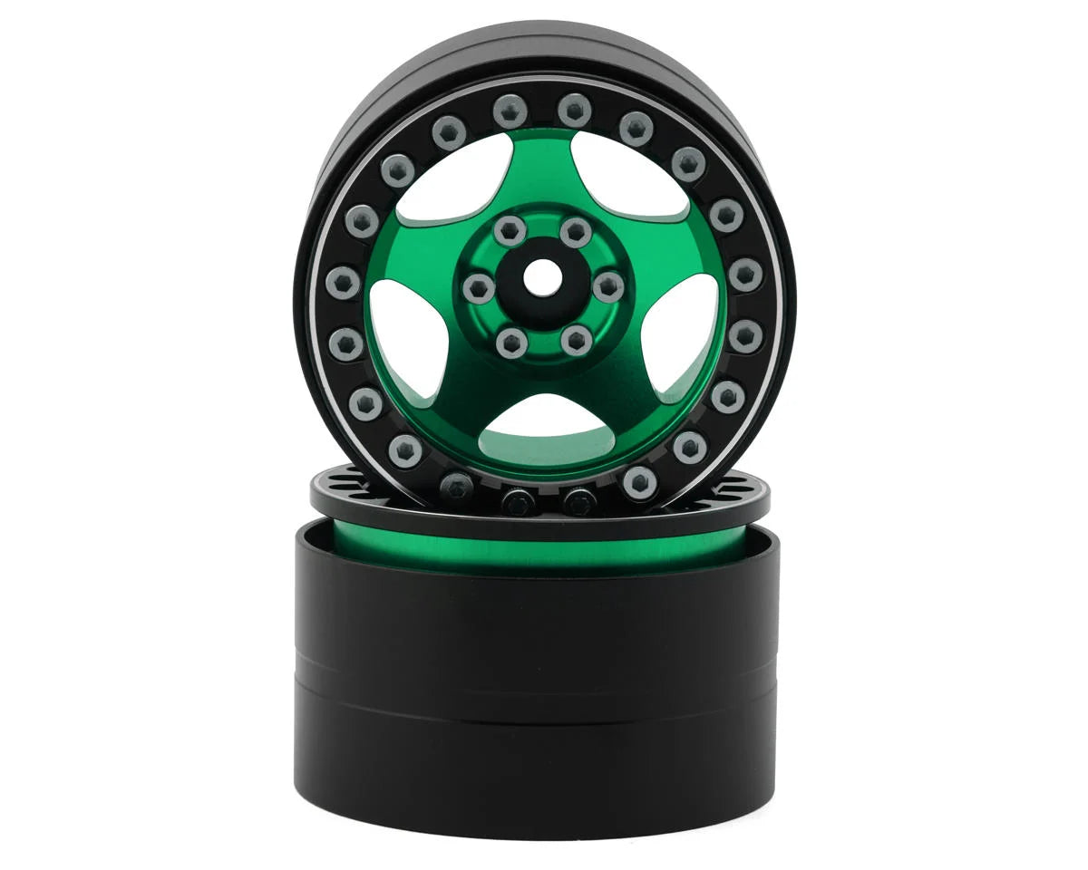 TLHTWHEEL-184     Treal Hobby Type C 2.2" 5-Spoke Aluminum 1/10 Rock Crawler Beadlock Wheels (Green) (2) (137g ea)     | The RC Shop at Dr Dans