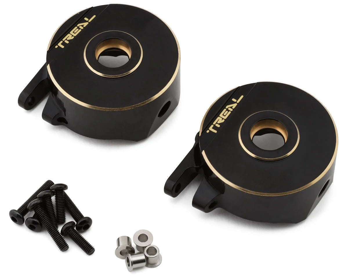 TLHVPH10-01 Treal Hobby Vanquish H10 Optic Brass Front Steering Knuckles (Black) (2) (150.4g)