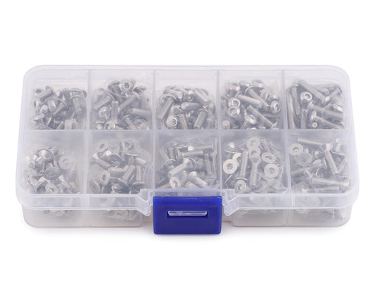 YEA-SSS-400   Yeah Racing 3mm Stainless Steel Screw Set w/Case (400) (Flat Head/Button Head)  | The Rc Shop at DrDans